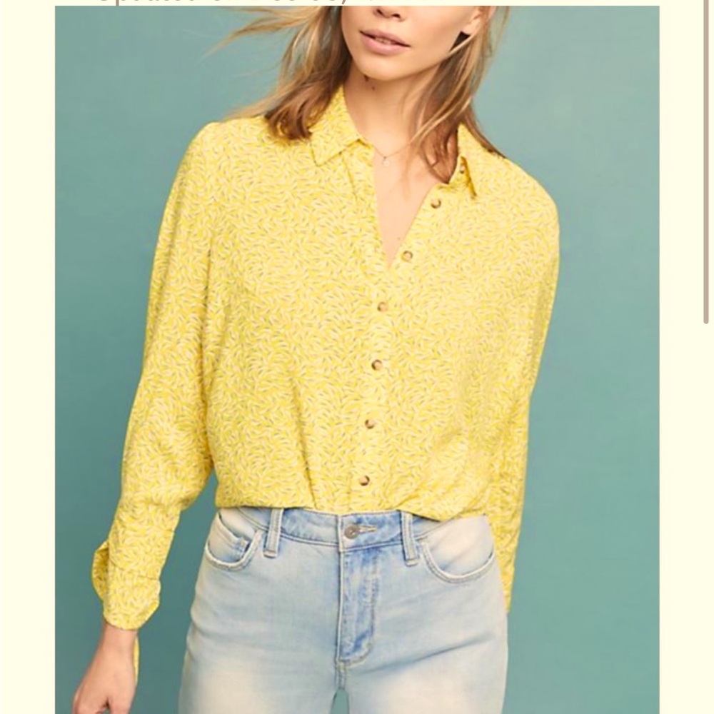 Anthropologie Maeve Blithe Button Down Blouse US Size 10